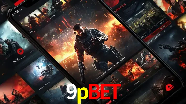 Tela de um celular exibindo uma galeria de jogos de tiro com temática militar, mostrando a variedade de e-sports disponíveis para apostas na plataforma de entretenimento 9pbet.